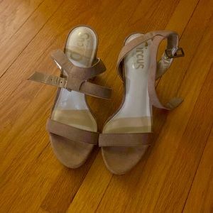 Nude suede heels